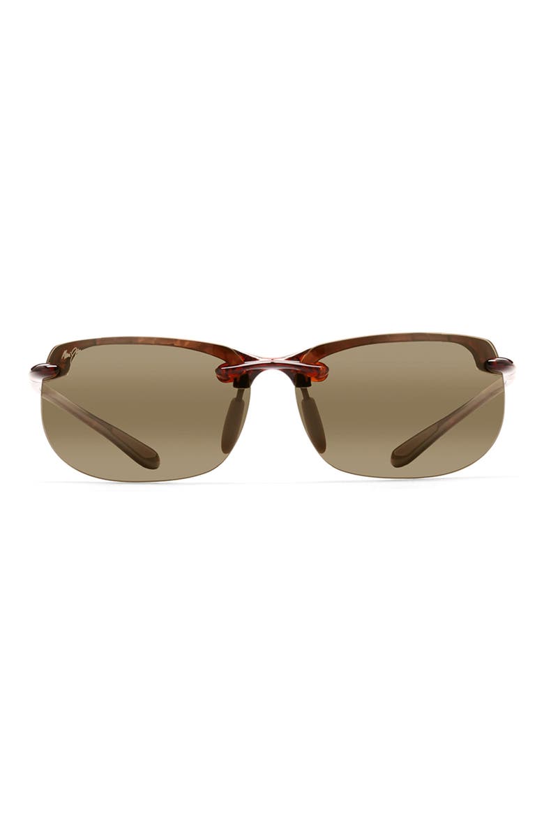 Banyans 70mm Polarized Rectangle Sunglasses, Main, color, TORTOISE