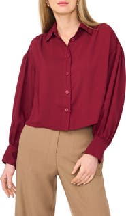 Vince Camuto Crop Swing Button-Up Shirt