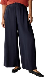 Eileen Fisher Pull-On Satin Wide Leg Pants