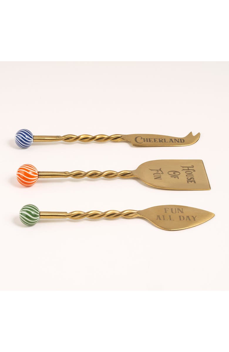 Zsa Zsa Zsu Rampur Set Of 3 Steel Cheese Serving Cheerland, Alternate, color, Gold