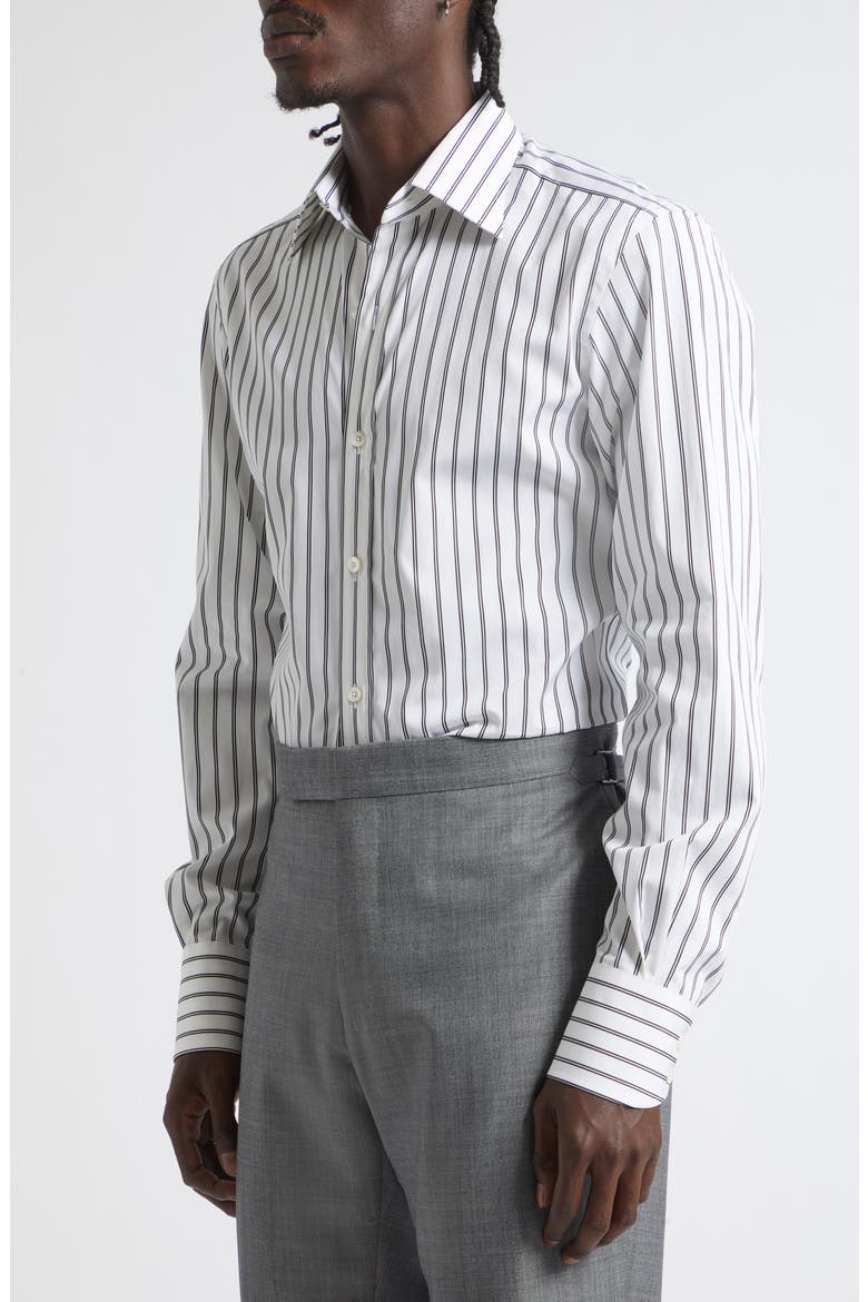 Classic Fit Stripe Cotton Poplin Button-Up Shirt, Alternate, color, OFF WHITE/ BLACK