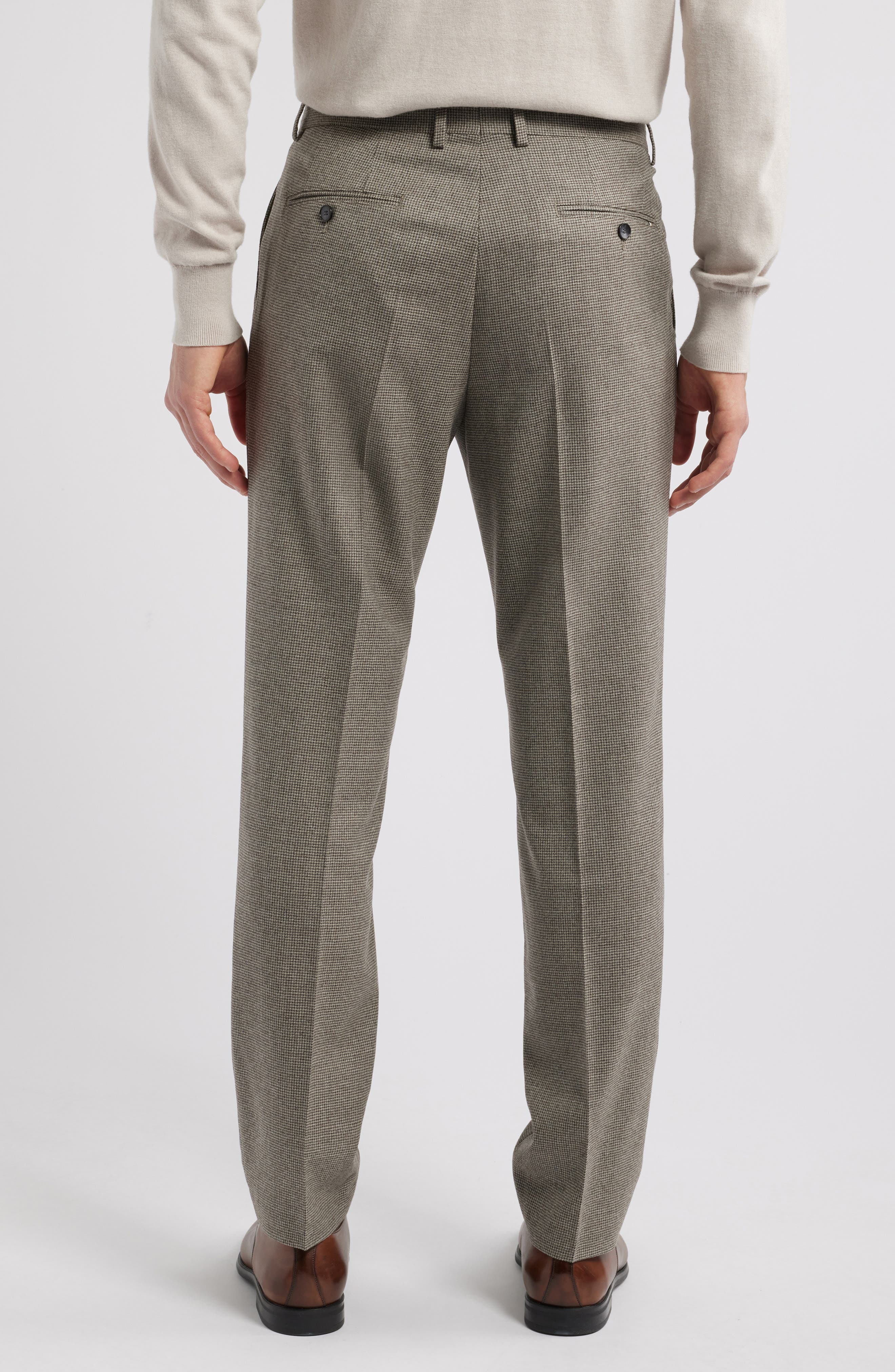 Genius Flat Front Microcheck Stretch Wool Dress Pants - image 2