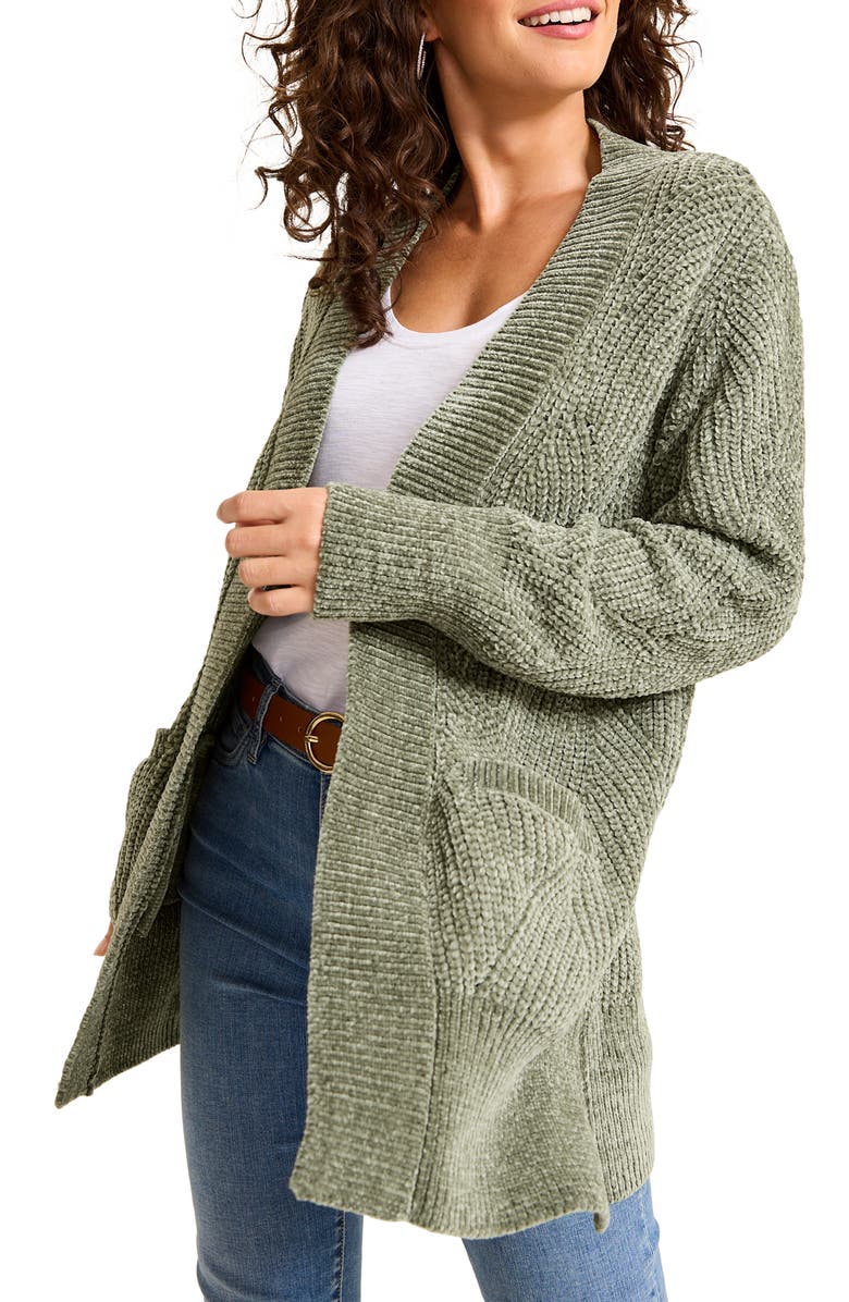 Tommy Bahama Shell St. Luna Chenille Cardigan, Main, color, Seagrass