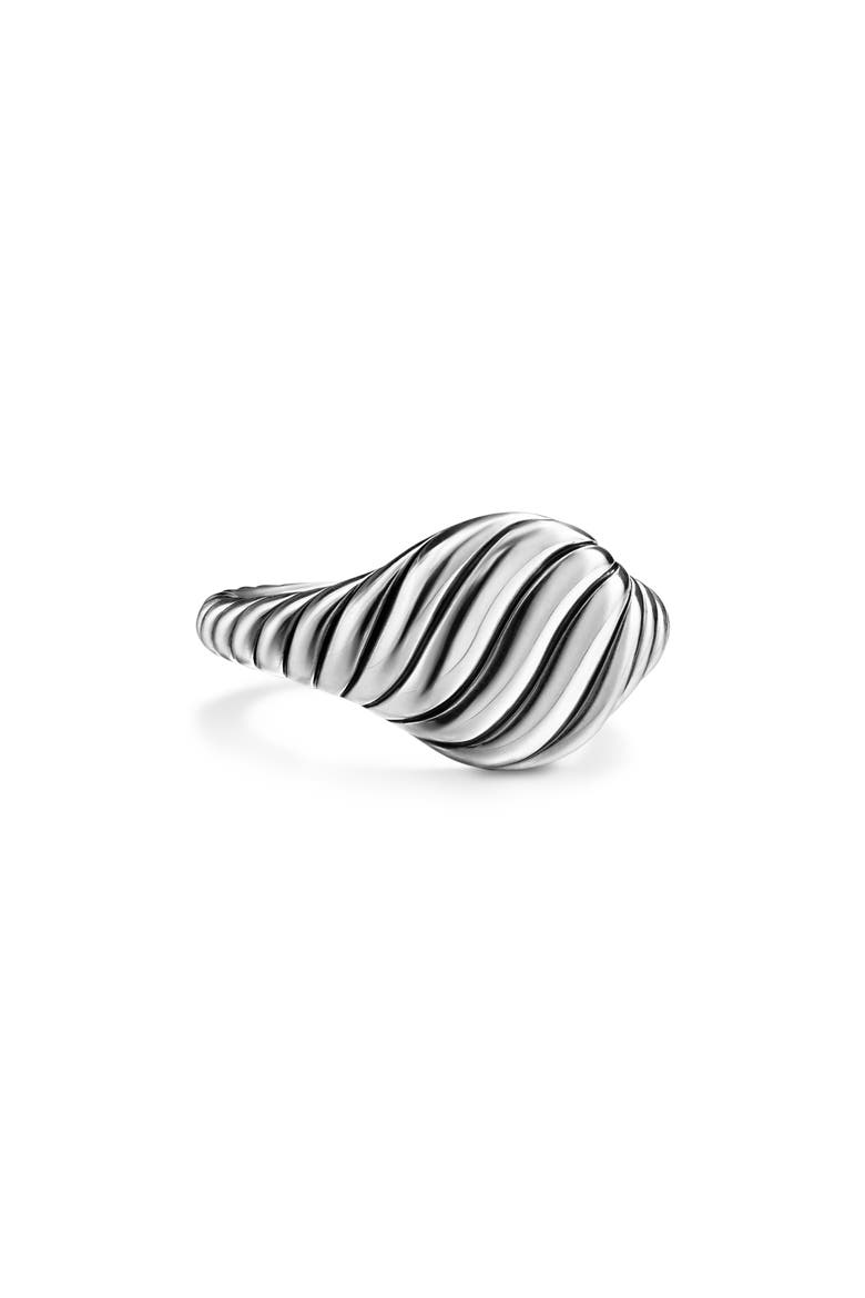 Sculpted Cable Micro Pinky Ring in Sterling Silver, Main, color, SILVER