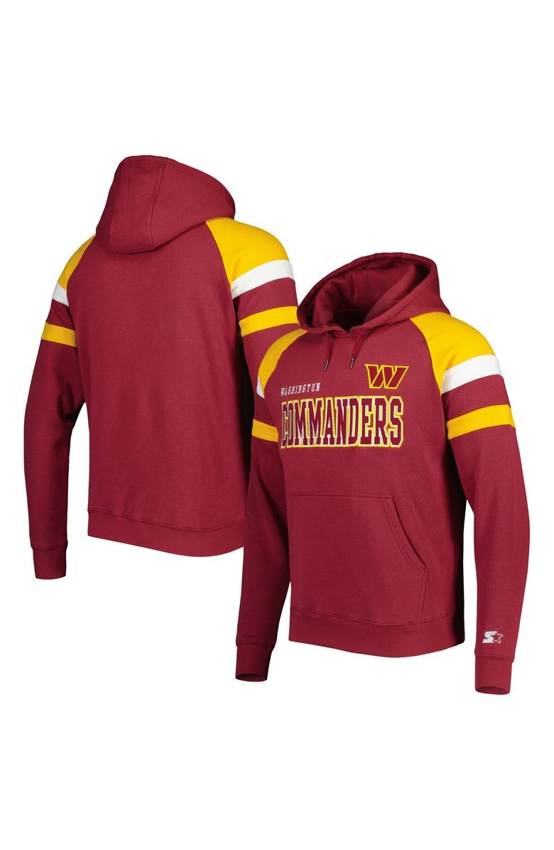 STARTER Men's Starter Burgundy Washington Commanders Draft Fleece Raglan Pullover Hoodie, Main, color, Burgundy