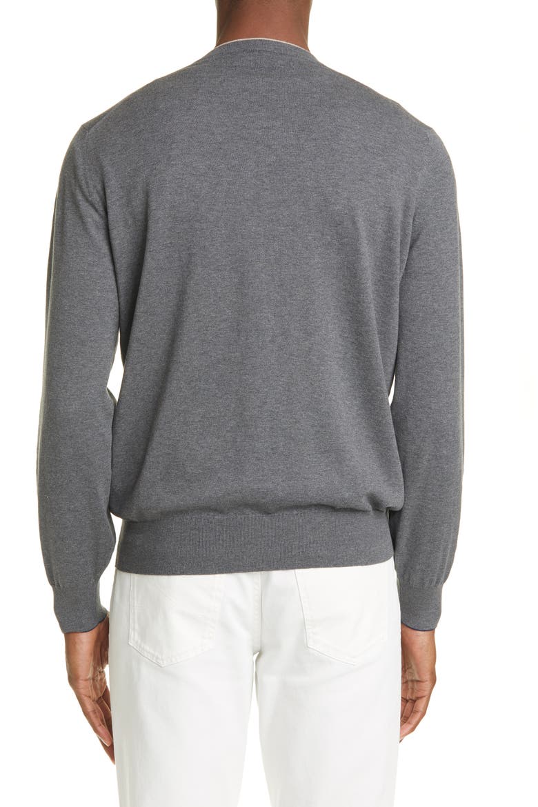 Cotton V-Neck Sweater, Alternate, color, CHARCOAL
