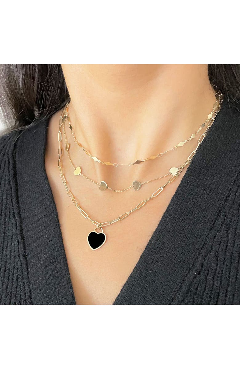 The Lovery Fine Jewelry Onyx Heart Padlock Charm, Alternate, color, Onyx