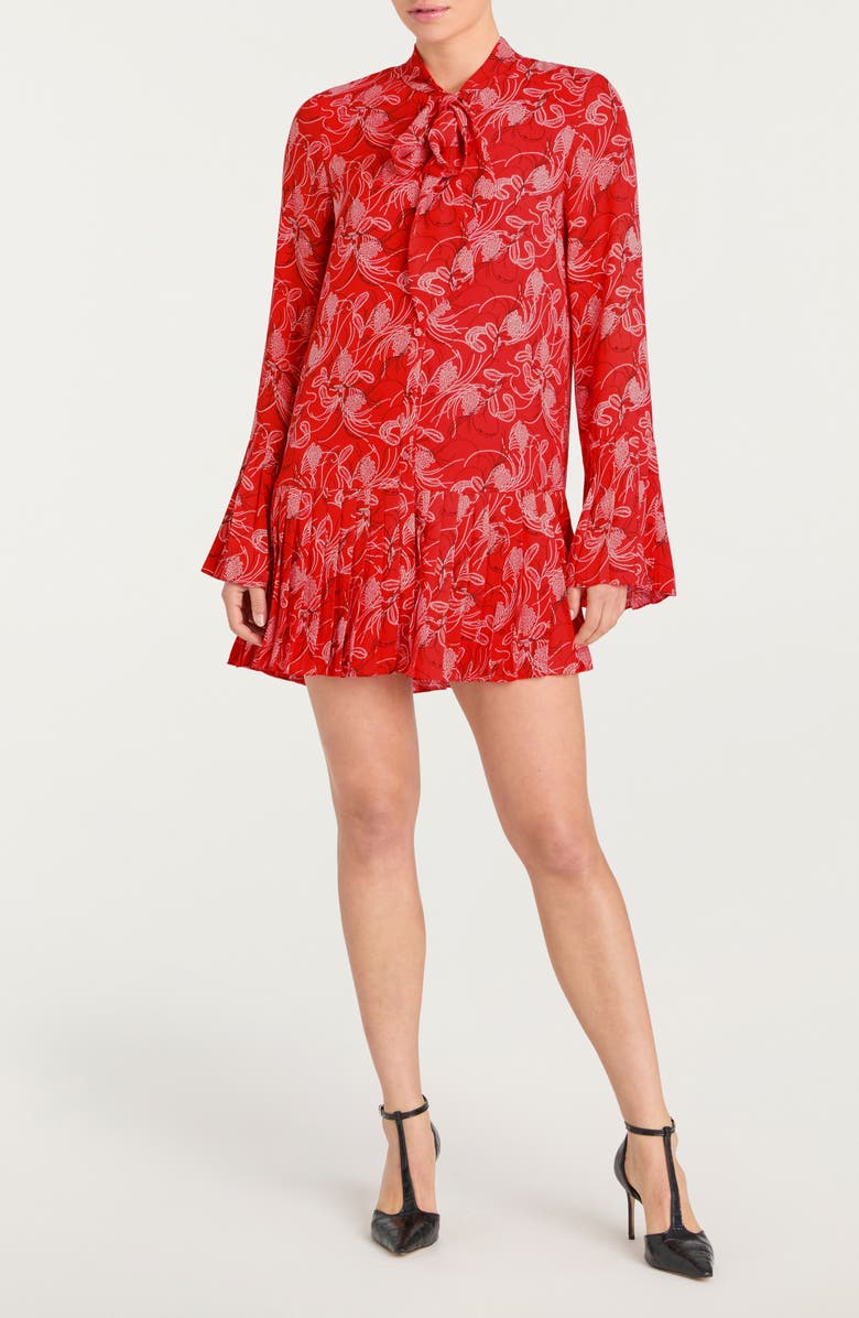 Cinq à Sept Alinda Botanical Floral Long Sleeve Drop Waist Shirtdress, Main, color, Bisou Multi