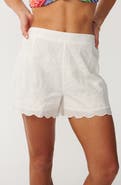 Rip Curl Bossa Nova Embroidered Scallop Hem Cotton Shorts