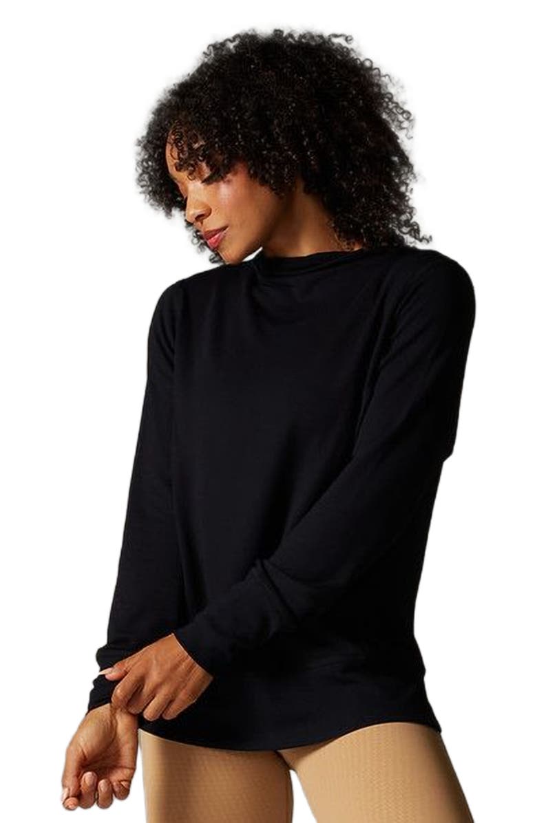 Tavi Cozy Funnel Neck Sweatshirt, Alternate, color, Ebony