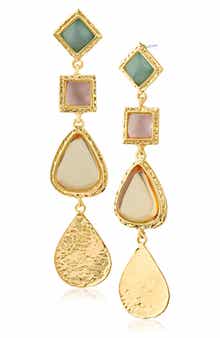 Mixed Stone Link Drop Earrings