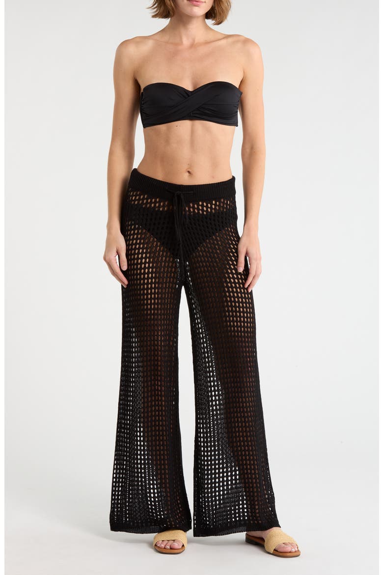 Crochet Cover-Up Pants, Main, color, BLACK