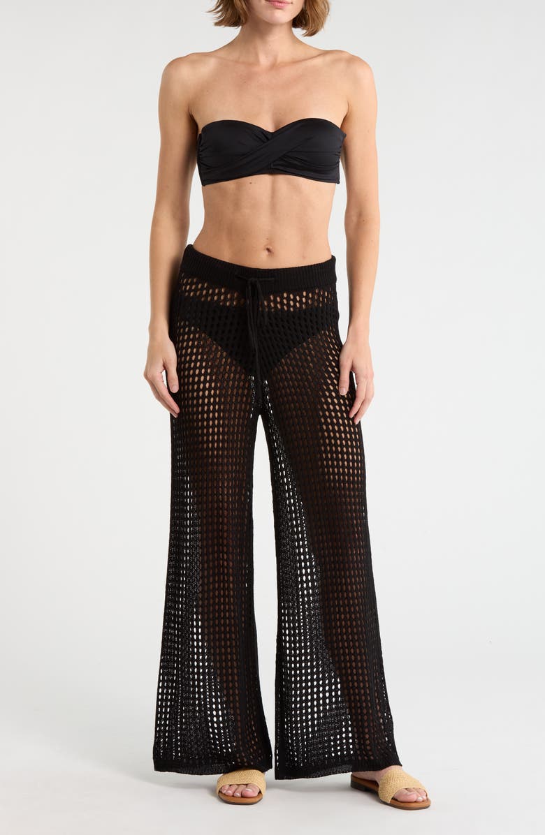 NORDSTROM RACK Crochet Cover-Up Pants, Main, color, Black