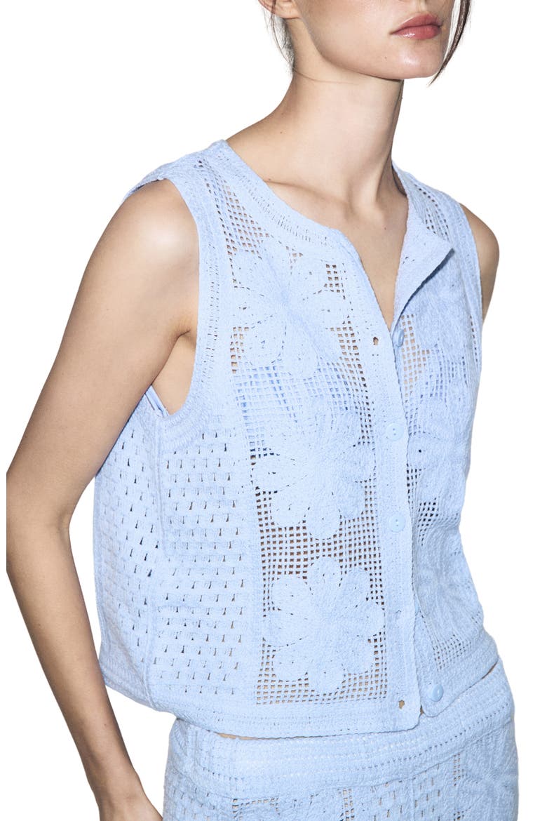 Openwork Knit Vest, Alternate, color, LT-PASTEL BLUE
