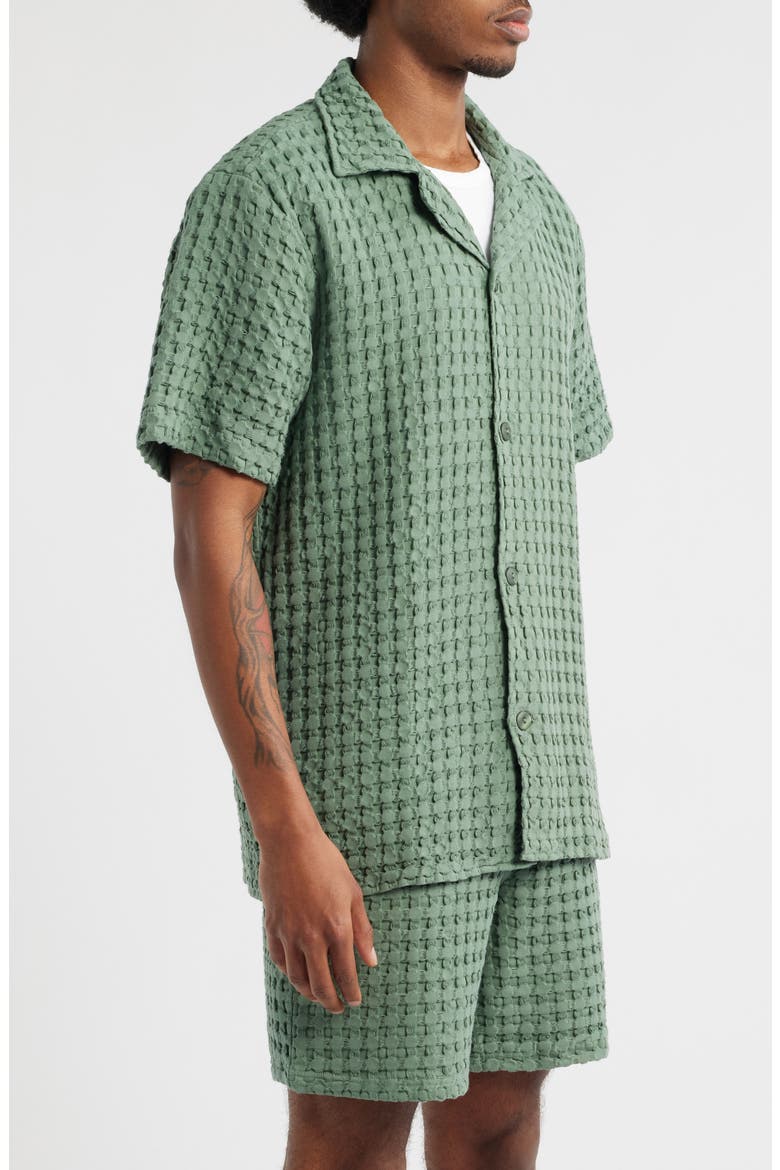Waffle Camp Shirt, Alternate, color, GREEN