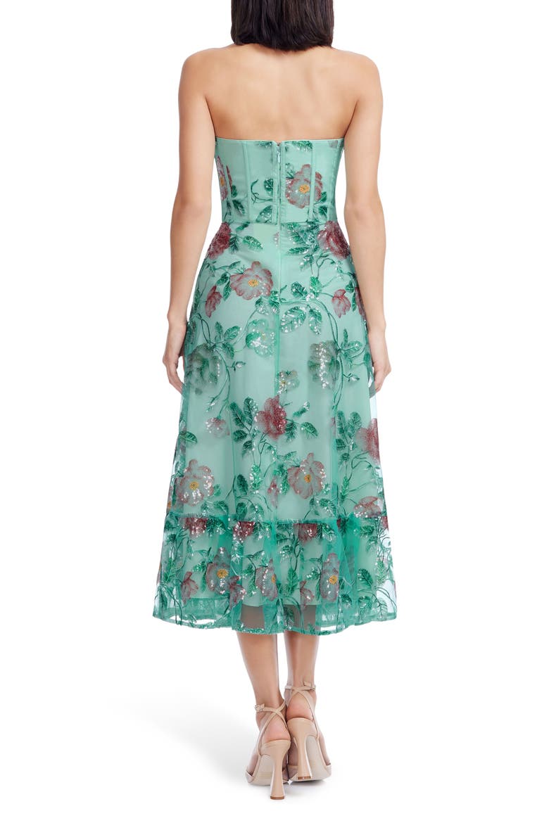 Carina Strapless Embellished Cocktail Dress, Alternate, color, SAGE MULTI