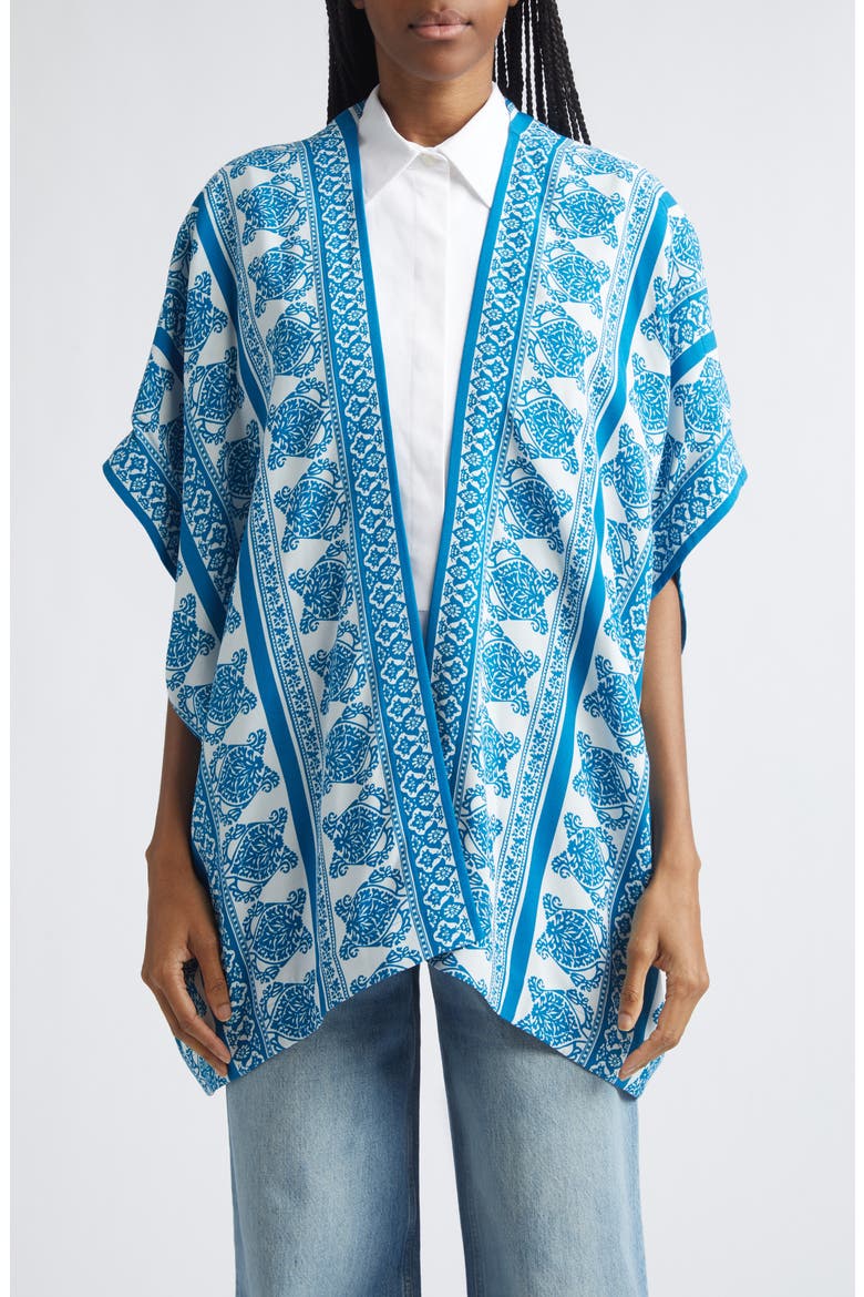 Border Print Beach Cover-Up, Main, color, PRINT ON WHITE BASE