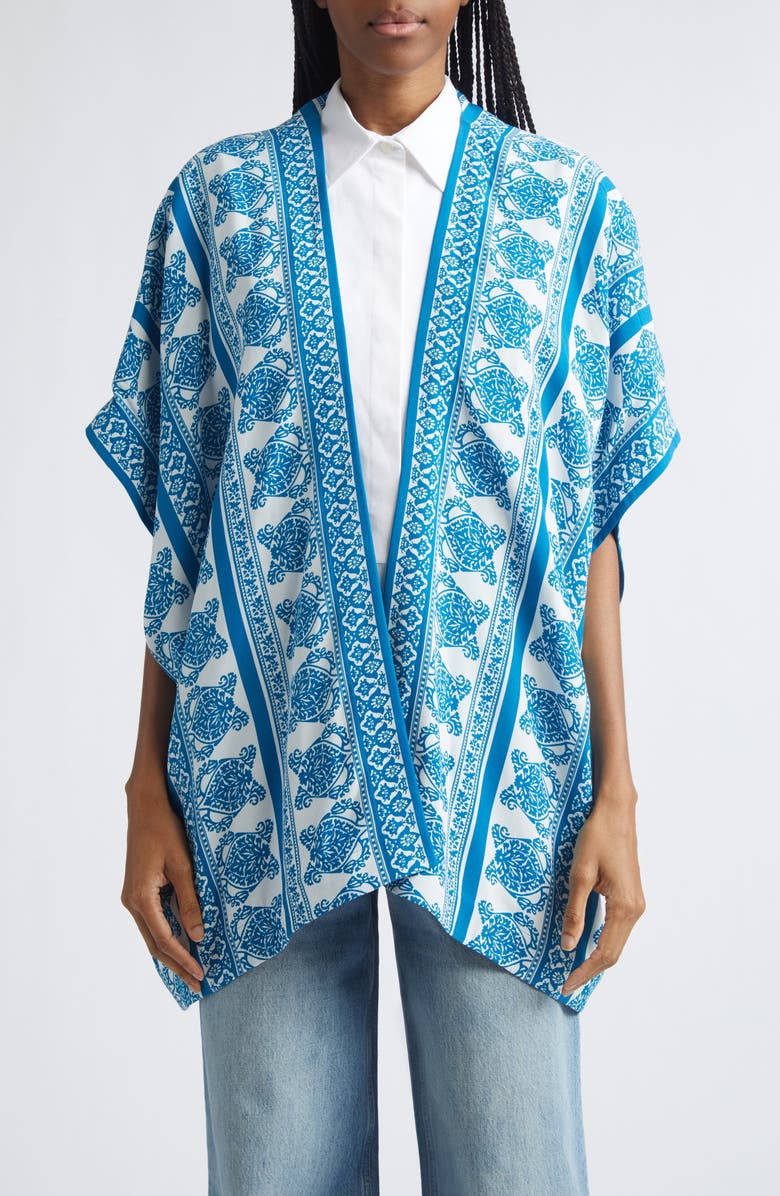 Etro Border Print Beach Cover-Up, Main, color, Print On White Base