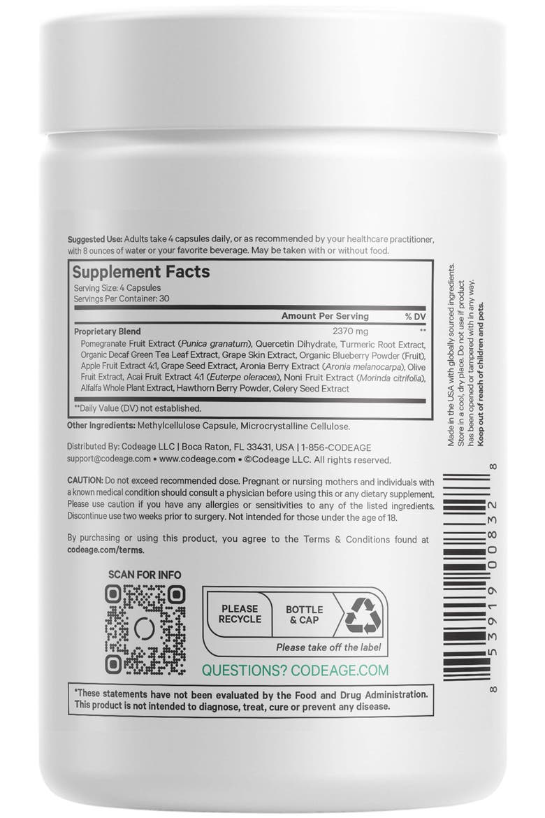 Polyphenols Broad Spectrum Vegan Superfood Supplement, Alternate, color, White