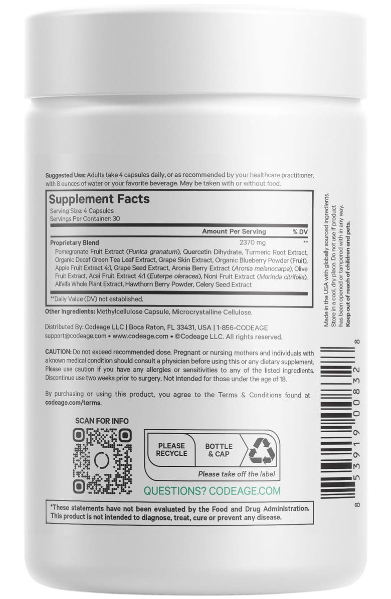 Codeage Polyphenols Broad Spectrum Vegan Superfood Supplement, Alternate, color, White