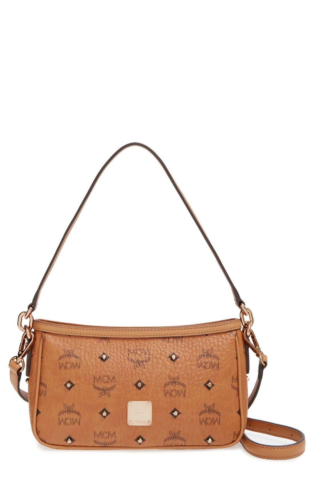 MCM 'Gold Visetos' Shoulder Bag, Main, color, 