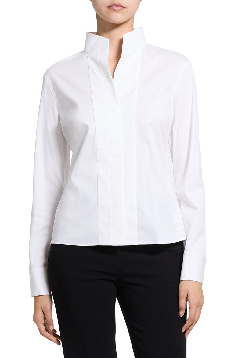 Tailored Cotton Blend Button-Up Shirt, Alternate, color, WHITE - 100