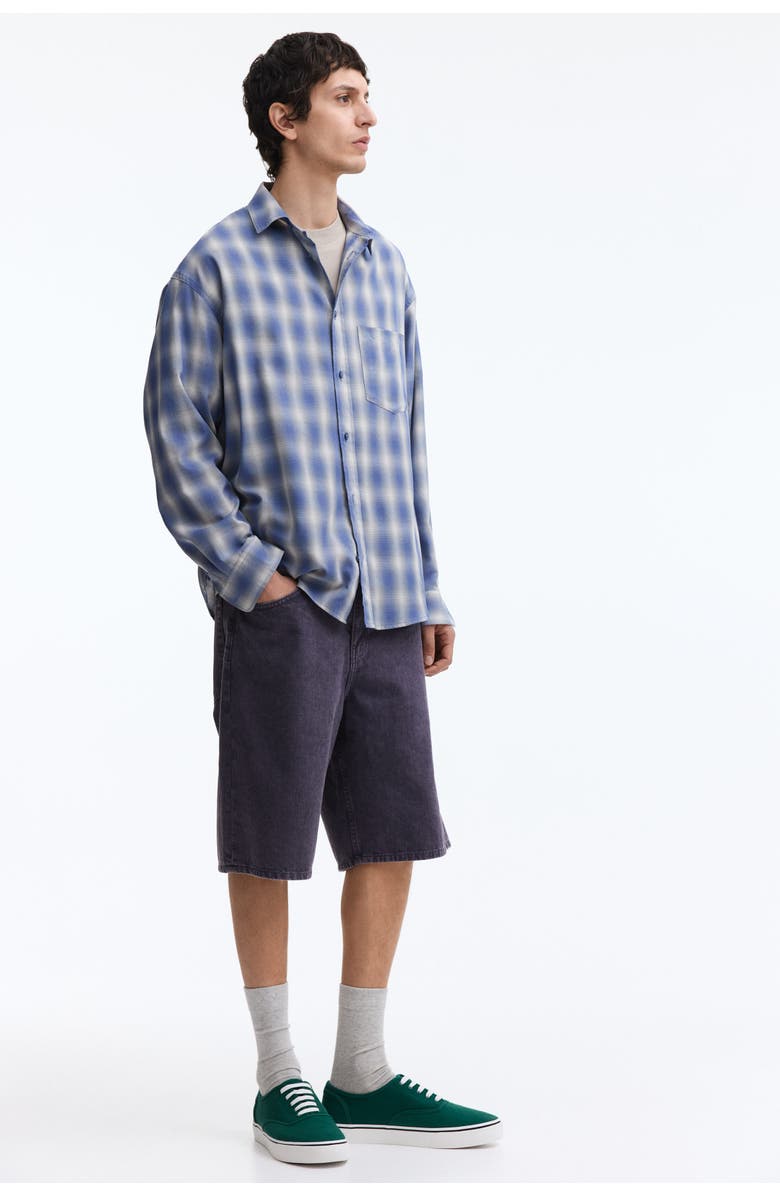 H&M Relaxed Denim Shorts, Alternate, color, Dark Lilac