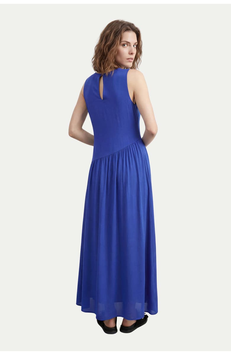 Warehouse Dropped Waist Chiffon Tiered Maxi Dress, Alternate, color, Cobalt