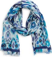 Echo Metallic Ikat Floral Scarf