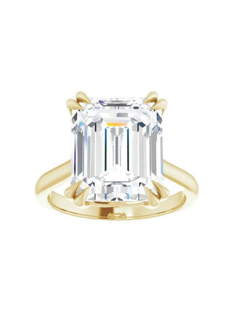 Certified 5Ct Emerald Cut Diamond Designer Engagement Ring Lab Grown 14k Gold