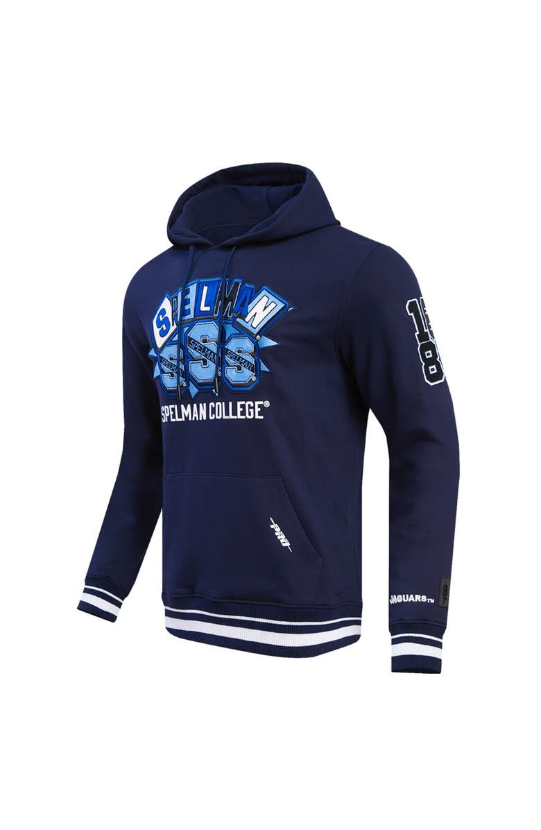 PRO STANDARD Men's Pro Standard Navy Spelman College Jaguars Homecoming Ribbed Fleece Pullover Hoodie, Alternate, color, Navy