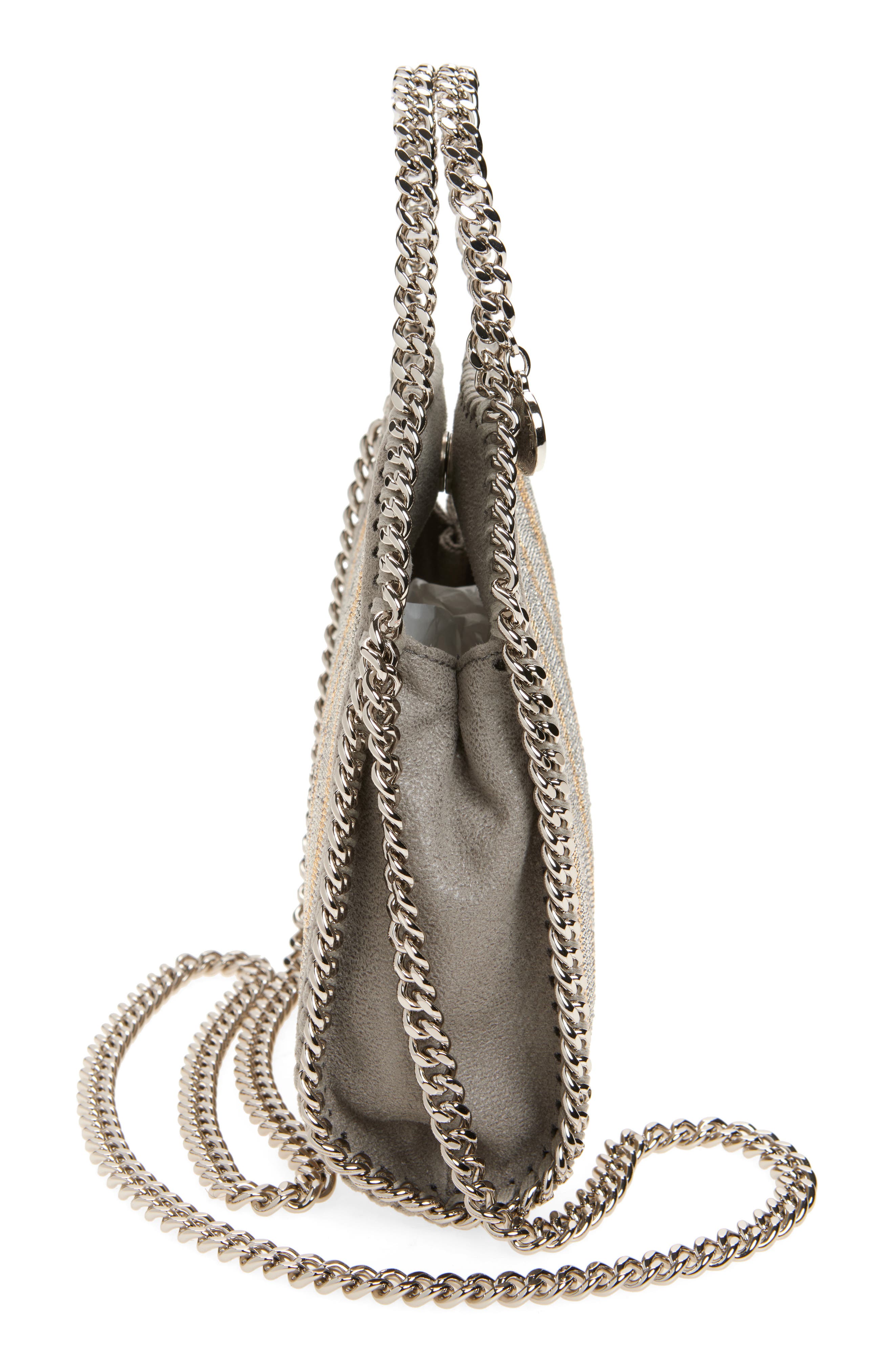 Stella McCartney Rock Tokyo Falabella Crystal Embellished Crossbody Bag, Alternate, color, Light Grey