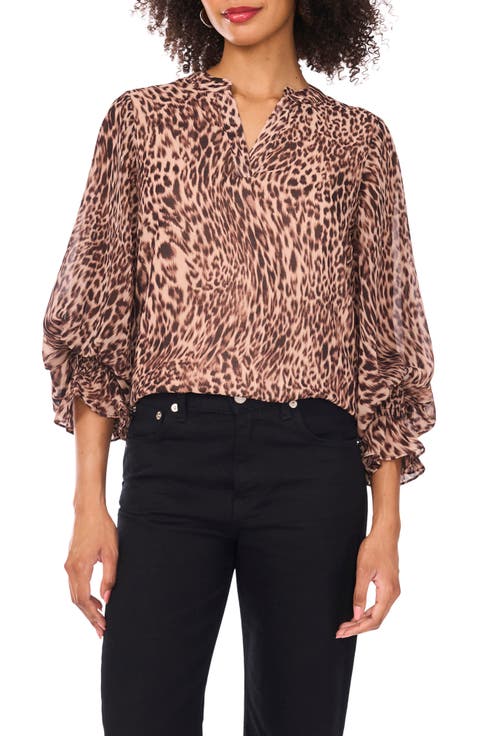 Print Ruffle Cuff Top