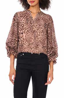 Vince Camuto Print Ruffle Cuff Top