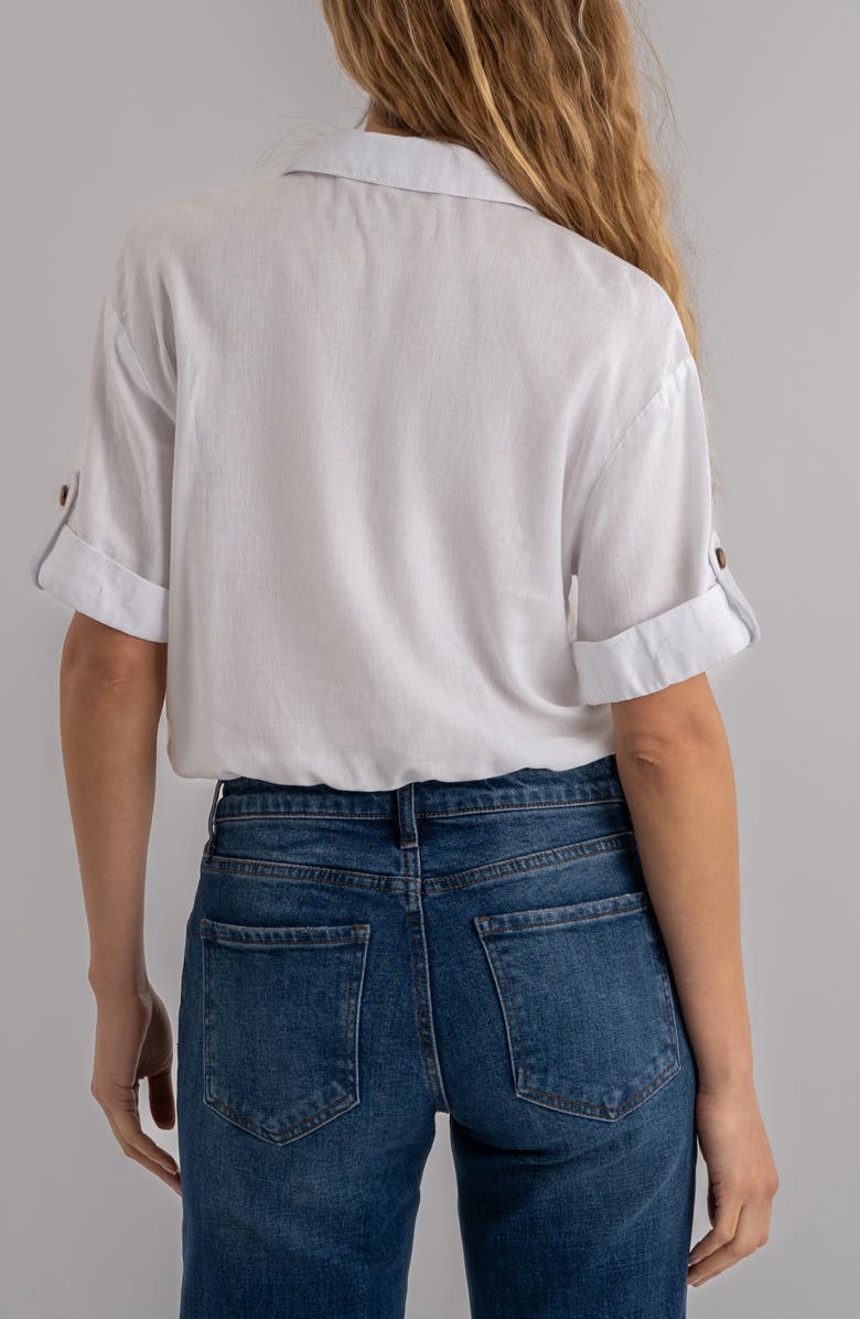 KUT from the Kloth Rebel Knot Front Linen Blend Top, Alternate, color, White