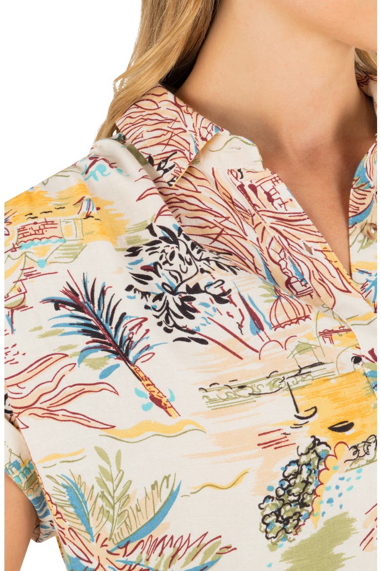 Safari Scenic Print Button-Up Shirt, Alternate, color, OFF WHITE