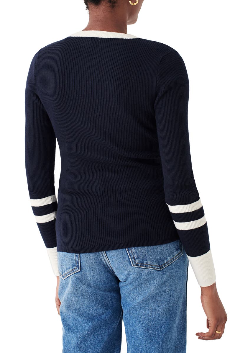 Faherty Mikki Organic Cotton & Cashmere Henley Sweater, Alternate, color, Coastal Colorblock