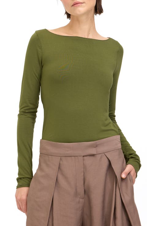 Vera Boat Neck Long Sleeve Top
