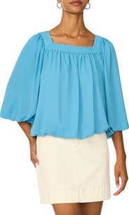Vince Camuto Square Neck Bubble Hem Top