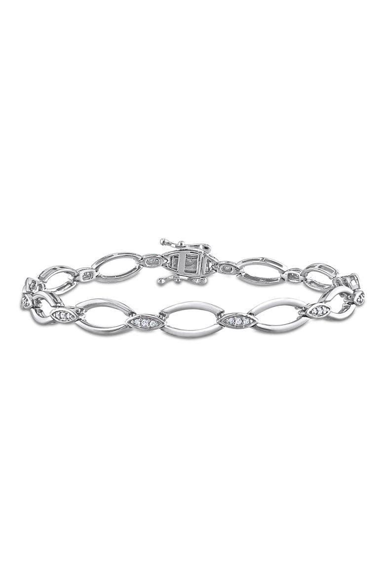 Diamond Oval Link Bracelet - 0.24ct., Main, color, SILVER