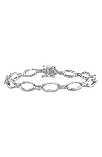 Delmar Diamond Oval Link Bracelet In Silver