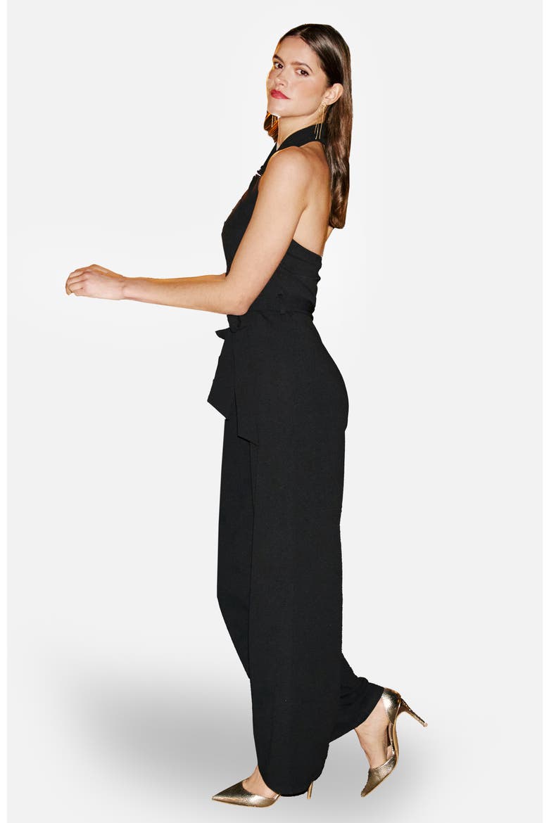 Halter Neck Wide Leg Jumpsuit, Alternate, color, Black