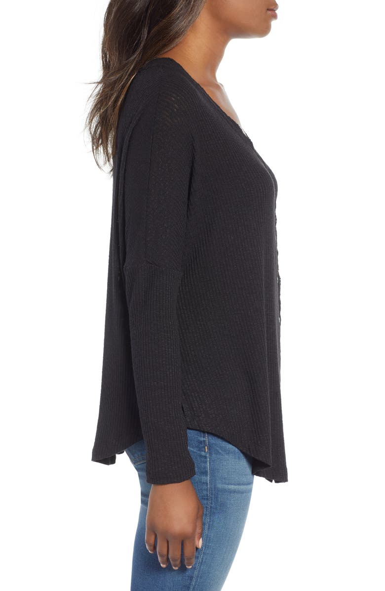 Caslon<sup>®</sup> Button Front Ribbed Knit Top, Alternate, color,