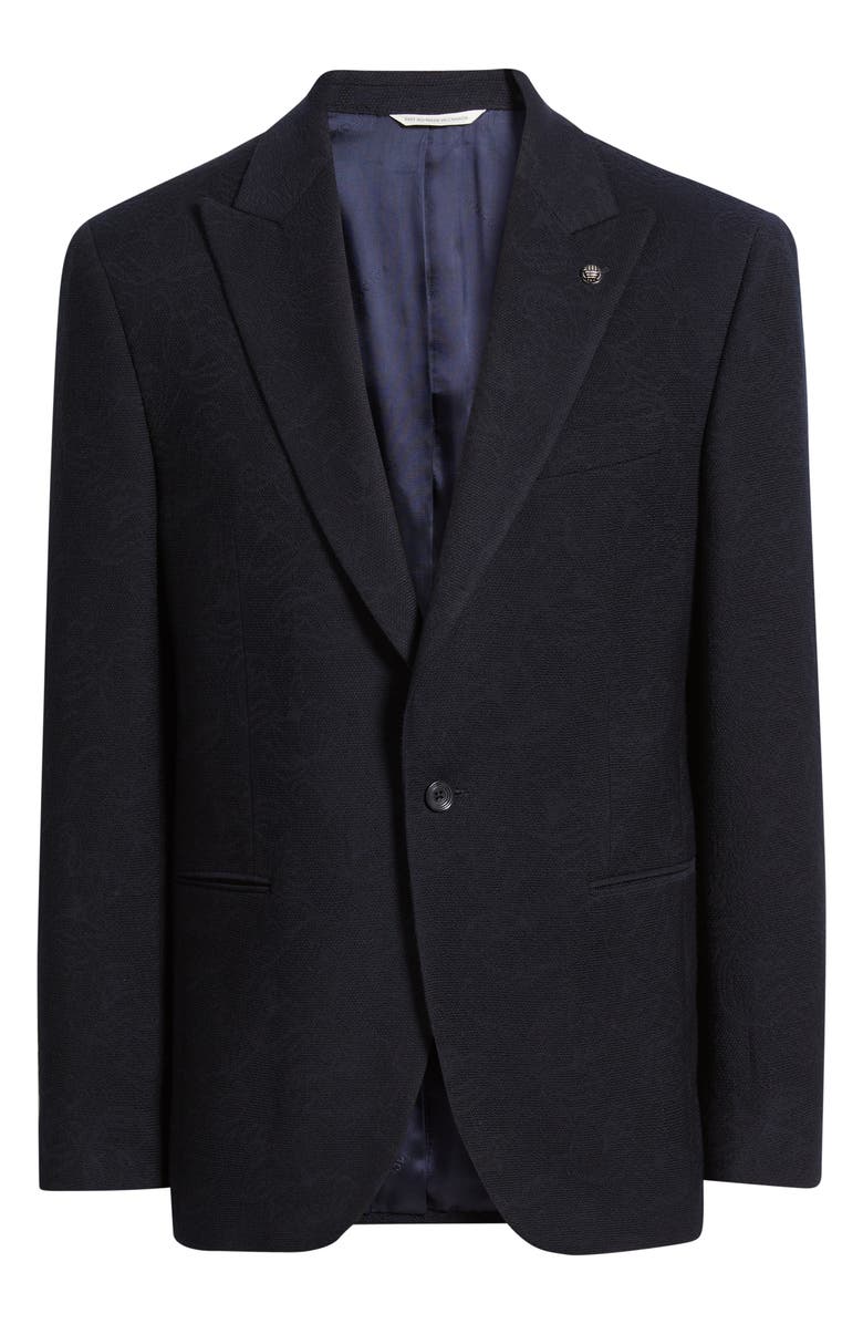 Jack Victor Erie Peak Lapel Navy Textured Wool Blazer, Alternate, color, Navy