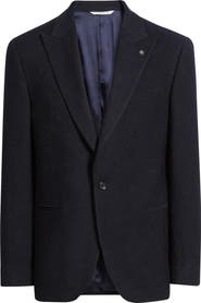 Jack Victor Erie Peak Lapel Navy Textured Wool Blazer