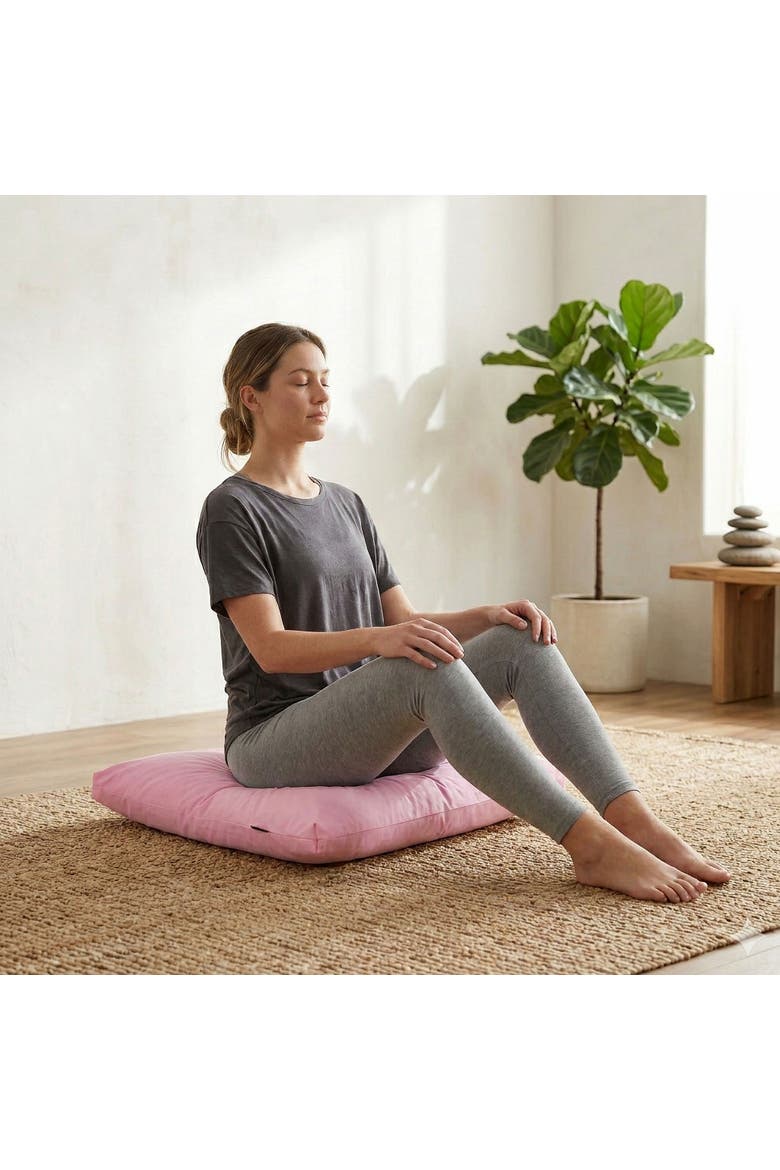 Zabuton Meditation Pillow, Alternate, color, Pink Ribbon