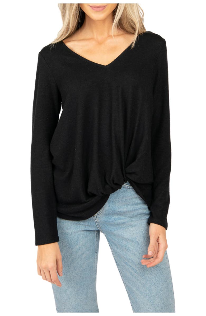 GIBSONLOOK Cozy V-Neck Twisted Hem Top, Main, color, 