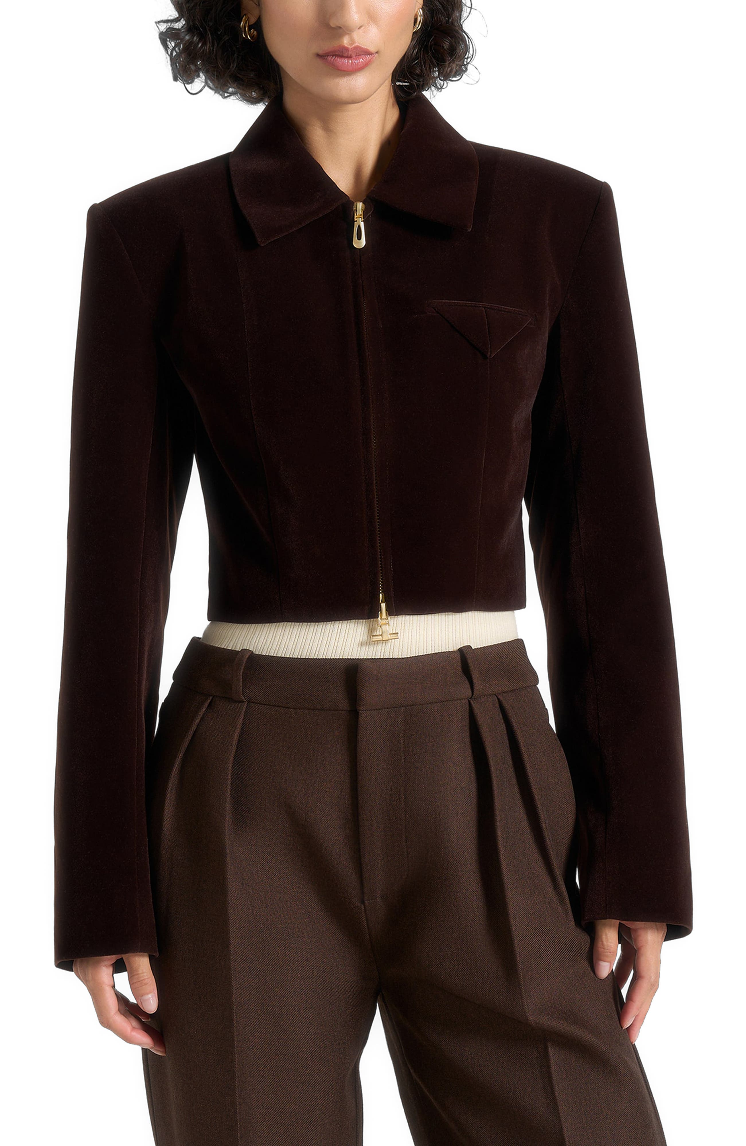 Adina Velvet Cropped Jacket - image 3