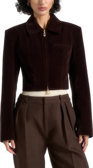 Manière De Voir Adina Velvet Cropped Jacket