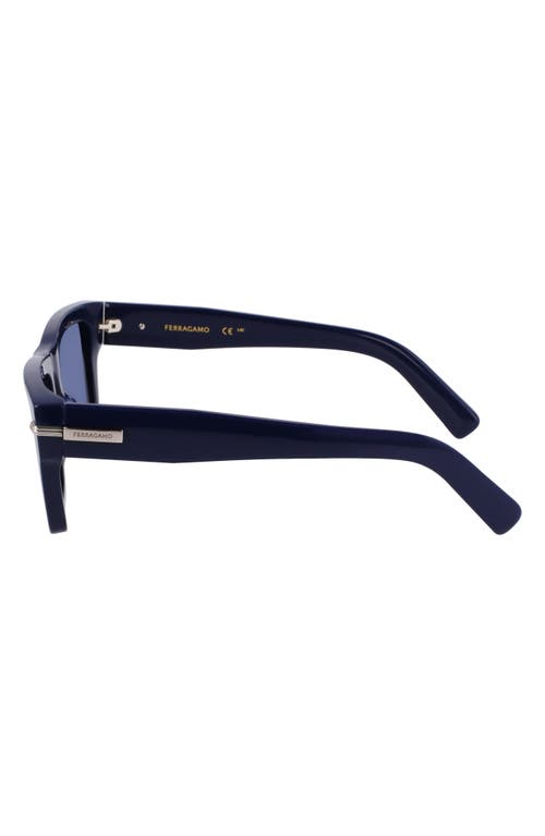 Ferragamo Prisma 53mm Modified Rectangular Sunglasses In Blue